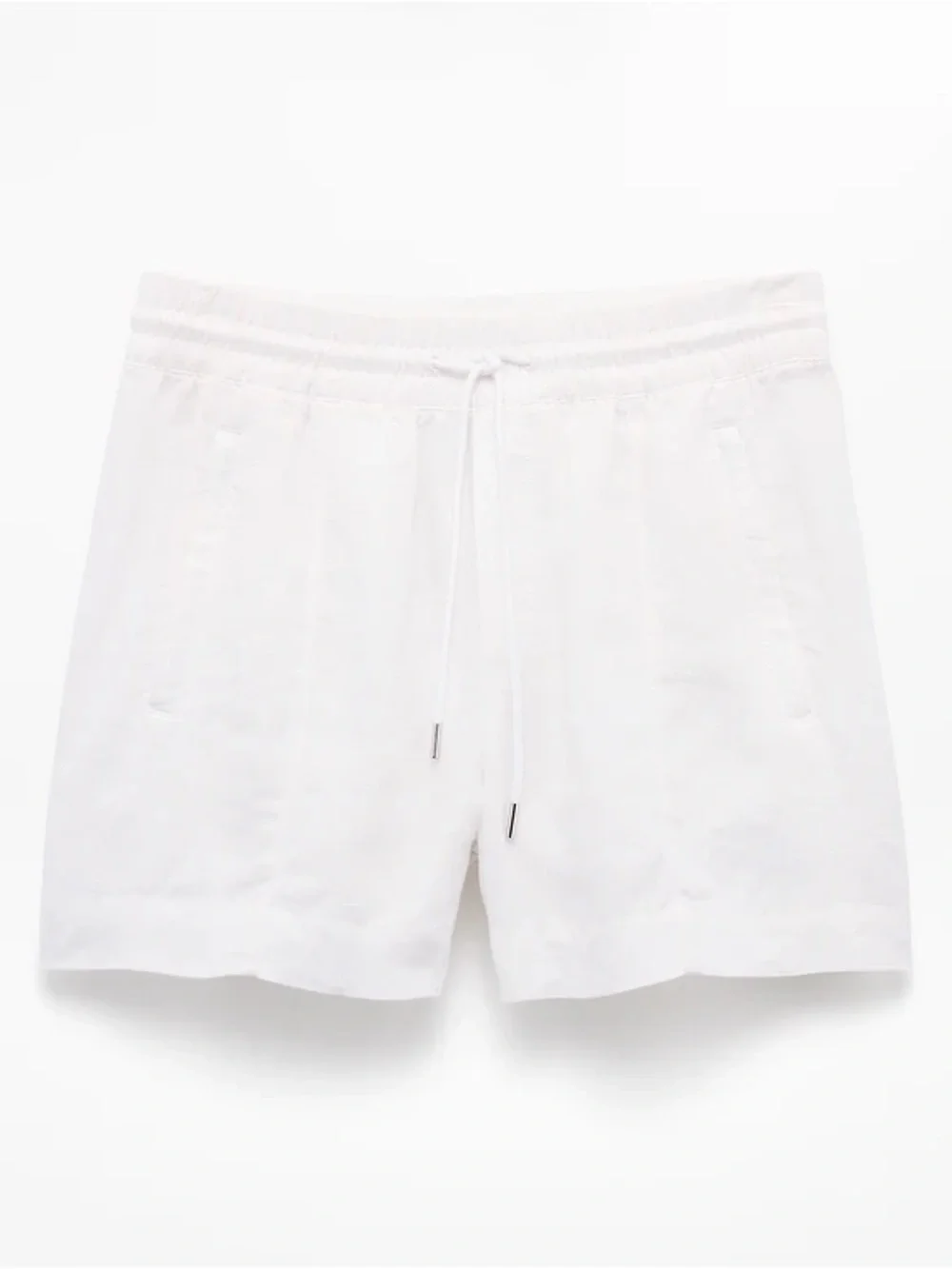 Athleta White Drawstring Linen-Blend Bermuda Shorts